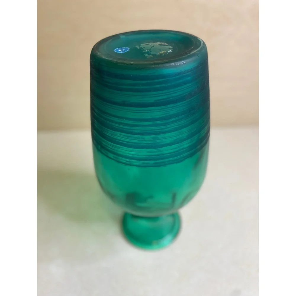 Beautiful Large Glass‎ Vase Emerald Green Hand Blown Made in Spain 12in Decorate
